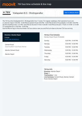 76V Bus Time Schedule & Line Route