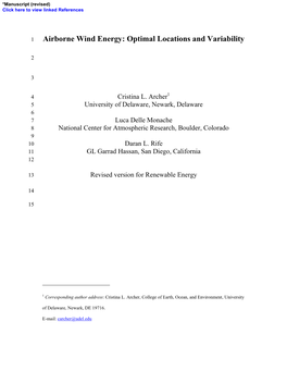 Airborne Wind Energy: Optimal Locations and Variability