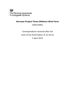 Hornsea Project Three Offshore Wind Farm (EN010080)