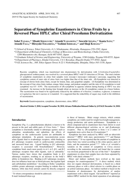 Separation of Synephrine Enantiomers in Citrus Fruits by a Reversed Phase HPLC After Chiral Precolumn Derivatization