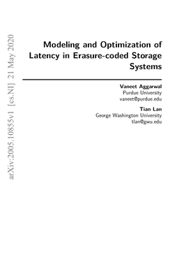 Modeling and Optimization of Latency in Erasure-Coded Storage Systems