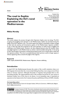 The Road to Sophia: Explaining the EU's Naval Operation in The