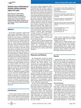 Systemic Lupus Erythematosus- Myositis Overlap