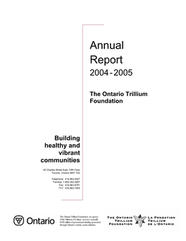 Annual Report for the Fiscal Year 2004-2005