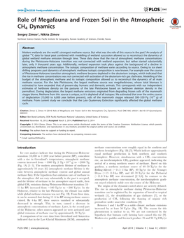 Role of Megafauna and Frozen Soil in the Atmospheric CH4 Dynamics