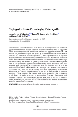 Coping with Acute Crowding by Cebus Apella