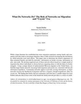 The Role of Networks on Migration and “Coyote" Use