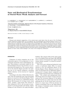 State and Biochemical Transformations of Stored Waste Wood. Analysis and Forecast