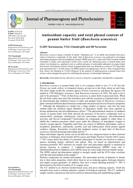 Antioxidant Capacity and Total Phenol Content of Peanut Butter Fruit