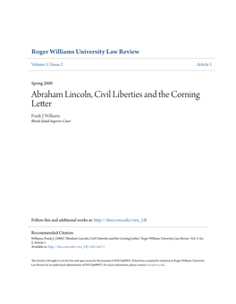 Abraham Lincoln, Civil Liberties and the Corning Letter Frank J