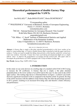 Theoretical Performances of Double Gurney Flap Equipped the Vawts