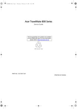Acer Travelmate 800 Series Service Guide