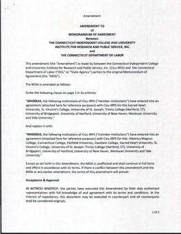 Amendment AMENDMENT to of MEMORANDUM of AGREEMENT