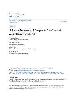 Holocene Dynamics of Temperate Rainforests in West-Central Patagonia