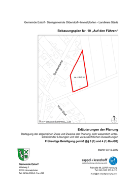 Gemeinde Estorf Bebauungsplan Begründung