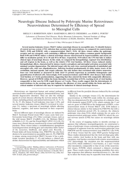 Neurologic Disease Induced by Polytropic Murine Retroviruses: Neurovirulence Determined by Efﬁciency of Spread to Microglial Cells