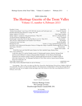 The Heritage Gazette of the Trent Valley Volume 17, Number 4, February 2013