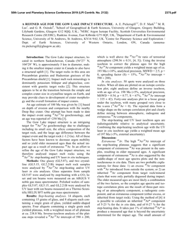 A REFINED AGE for the GOW LAKE IMPACT STRUCTURE. A. E. Pickersgill1,2, D