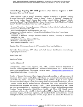 Immunotherapy Targeting HPV 16/18 Generates Potent Immune Responses in HPV- Associated Head and Neck Cancer