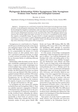 Phylogenetic Relationships Within Nyctaginaceae Tribe Nyctagineae: Evidence from Nuclear and Chloroplast Genomes