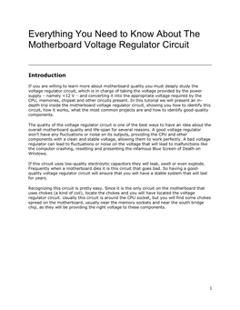 Everything You Need to Know About the Motherboard Voltage Regulator Circuit