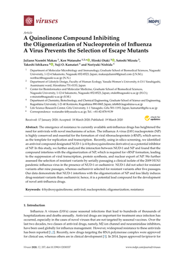 A Quinolinone Compound Inhibiting the Oligomerization of Nucleoprotein of Influenza a Virus Prevents the Selection of Escape