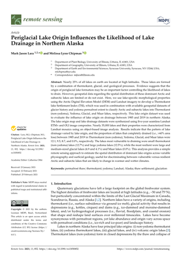 Periglacial Lake Origin Influences the Likelihood of Lake Drainage in Northern Alaska