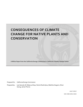 Consequences of Climate Change for Native Plants and Conservation