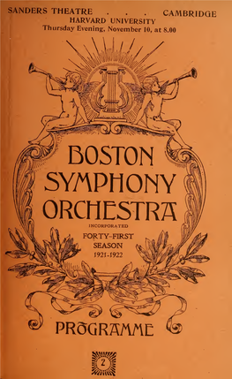 Boston Symphony Orchestra Concert Programs, Season 41,1921-1922, Trip