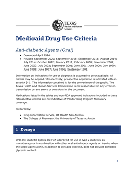 Anti-Diabetic Agents (Oral) ● Developed April 1994