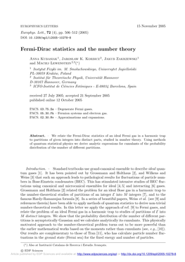 Fermi-Dirac Statistics and the Number Theory