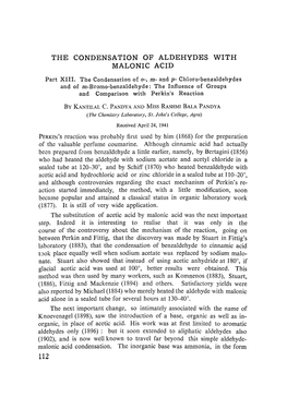 The Condensation of Aldehydes with Malonic Acid