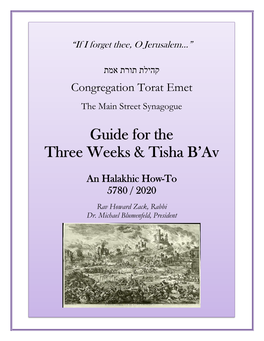 Guide for the Three Weeks & Tisha B'av