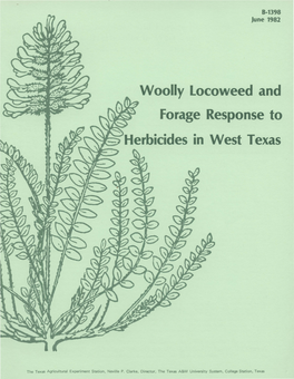 Woolly Locoweed and Forage Response to ,...__Herbicides In