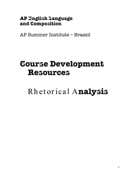 Course Development Resources Rhetorical Analysis