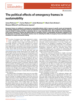 The Political Effects of Emergency Frames in Sustainability