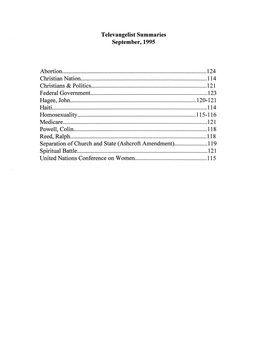 Televangelist Summaries September, 1995 Abortion
