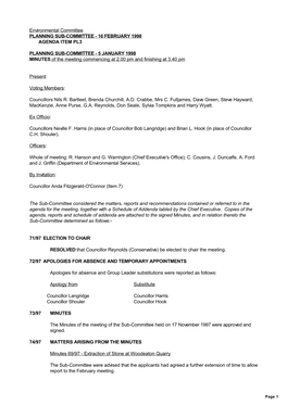 16 February 1998 Agenda Item Pl3 Planning Sub-Committee