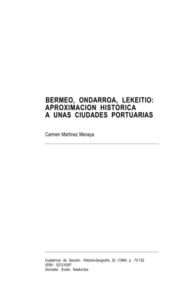 Bermeo, Ondarroa, Lekeitio : Aproximación Histórica a Unas