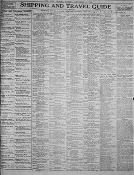 Sailing Dates Lifted Alphabetically According to Ports of Destination