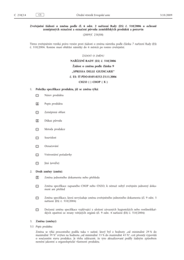 Č. 510/2006 O Ochraně Zeměpisných Označení a Označení Původu Zemědělských Produktů a Potravin (2009/C 238/08)