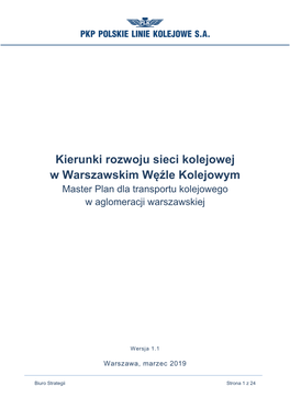 Kierunki Rozwoju Sieci Kolejowej W Warszawskim Węźle Kolejowym Master Plan Dla Transportu Kolejowego W Aglomeracji Warszawskiej