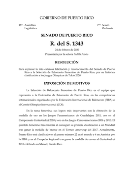 R. Del S. 1343 24 De Febrero De 2020 Presentada Por La Señora Padilla Alvelo