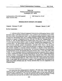 1. in Review Ofthe Technical Assignment Criteria for the Am8roadcast Sendee, 6 FCC Rcd 6273 (1991) (