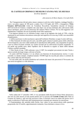 IL CASTELLO URSINO E I MUSEI DI CATANIA NEL XX SECOLO Di Alvise Spadaro