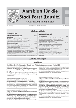 Amtsblatt Für Die Stadt Forst (Lausitz) (RATHAUSFENSTER)