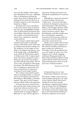 198 the Contemporary Pacific • Spring 1997 Cost Some $70 Million, with Comple- Agreement with the Government Con- Tion Scheduled for Late 1997