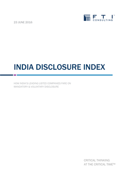 India Disclosure Index 2016