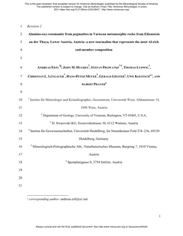 1 Revision 2 1 Alumino-Oxy-Rossmanite From