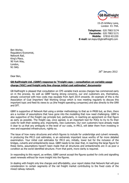 GB Railfreight Consultation Response